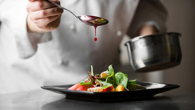 chef demo cooking saucing dish